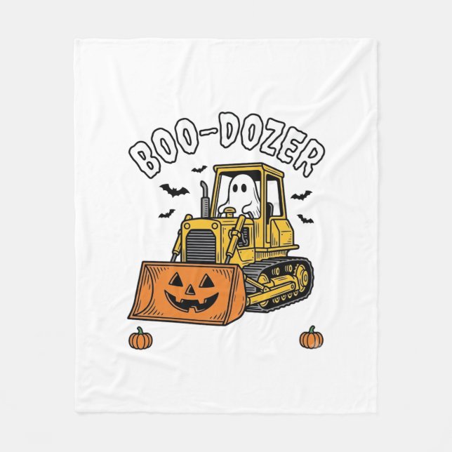 Halloween-Geist Boo Dozer Lustiger Bulldozer_1 Fleecedecke (Vorderseite)