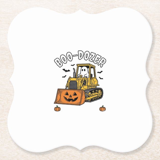 Halloween-Geist Boo Dozer Lustiger Bulldozer_1 Untersetzer (Vorderseite)