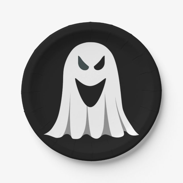 Halloween-Geist-Cartoon-Illustration 02 Pappteller (Vorderseite)