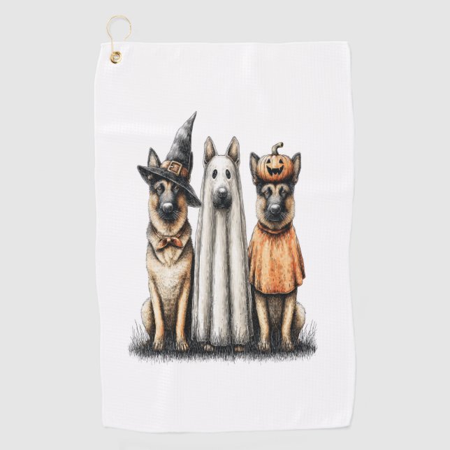 Halloween-Geist Deutscher Schäferhund Golfhandtuch (Vorderseite)