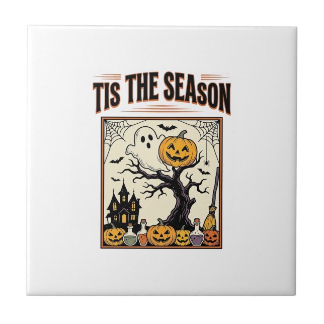 Halloween-Geist Die Saison ist da Spukhaus_1 Fliese (Vorderseite)