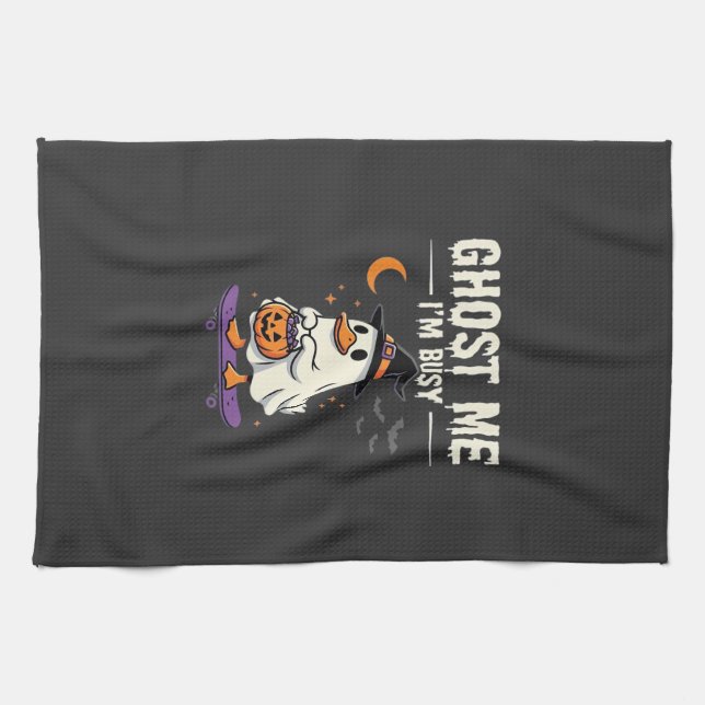 Halloween-Geist-Enten-Skateboard-Design_1 Geschirrtuch (Horizontal)