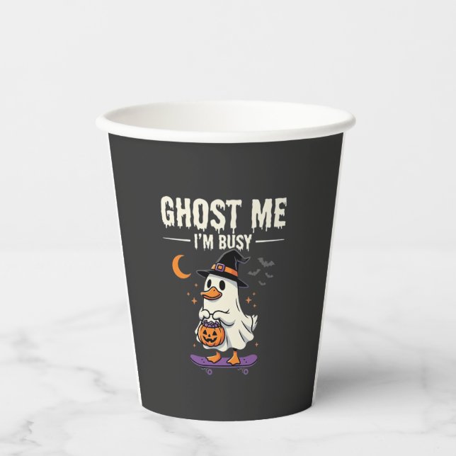 Halloween-Geist-Enten-Skateboard-Design_1 Pappbecher (Vorderseite)