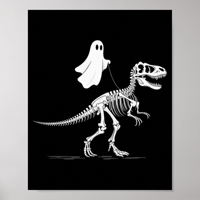 Halloween-Geist gehender Dinosaurier-Skelett T Rex Poster (Vorne)