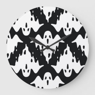 Halloween-Geist Grusel nahtloses Muster Große Wanduhr