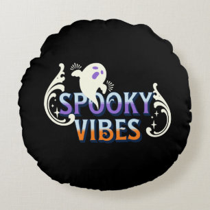 Halloween-Geist Gruselige Vibes Typografie Letteri Rundes Kissen