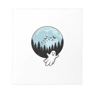 Halloween-Geist Gruseliger Wald Mond Vintage_1 Notizblock