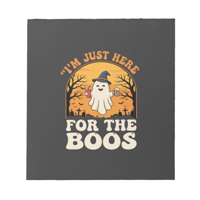 Halloween-Geist hier für das Buhrufen Notizblock (Vorderseite)