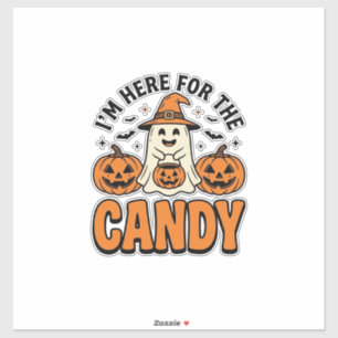 Halloween-Geist hier für die Süßigkeiten Cute Vint Aufkleber