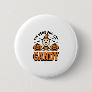 Halloween-Geist hier für die Süßigkeiten Cute Vint Button
