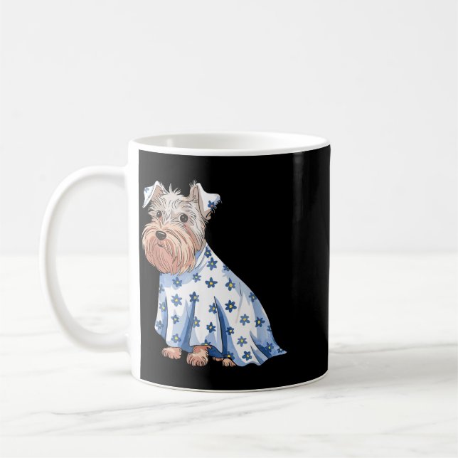 Halloween-Geist-Hund mit Blumen Lustiger Halloween Kaffeetasse (Links)