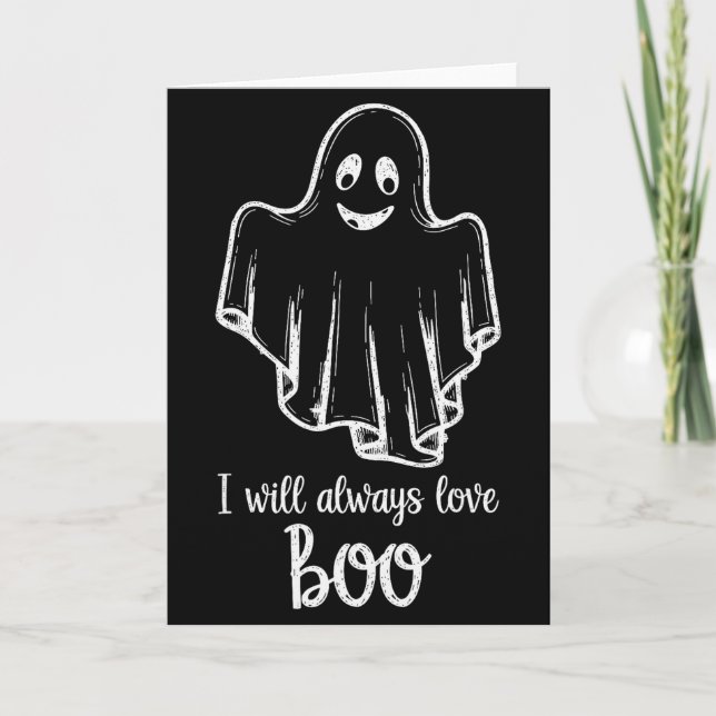 Halloween-Geist Ich werde Boo immer lieben  Karte (Vorderseite)