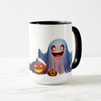 Halloween-Geist in einer gruseligen Kürbis-Nachtsz