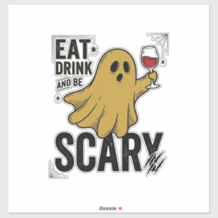 Halloween-Geist Iss Trinke Und Sei Gruselig Vintag Aufkleber