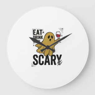 Halloween-Geist Iss Trinke Und Sei Gruselig Vintag Große Wanduhr