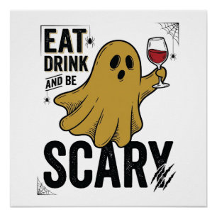 Halloween-Geist Iss Trinke Und Sei Gruselig Vintag Poster