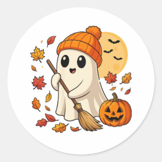 Halloween-Geist Kaffee Kürbis Grusel Saison Frauen Runder Aufkleber