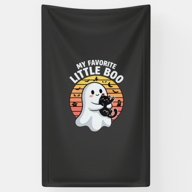 Halloween-Geist Katze Little Boo Banner (Vertikal)