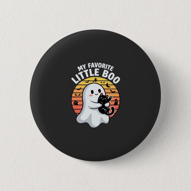 Halloween-Geist Katze Little Boo Button (Vorderseite)