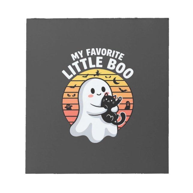 Halloween-Geist Katze Little Boo Notizblock (Vorderseite)