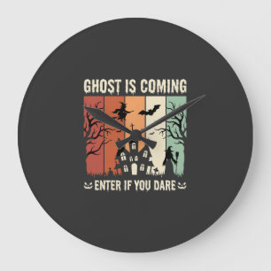 Halloween-Geist kommt ins Spukhaus Große Wanduhr