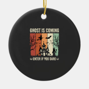 Halloween-Geist kommt ins Spukhaus Keramik Ornament