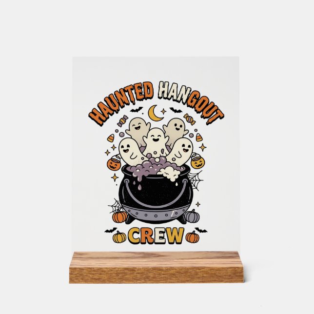 Halloween-Geist-Kürbis-Crew Acrylschild (Vorderseite)