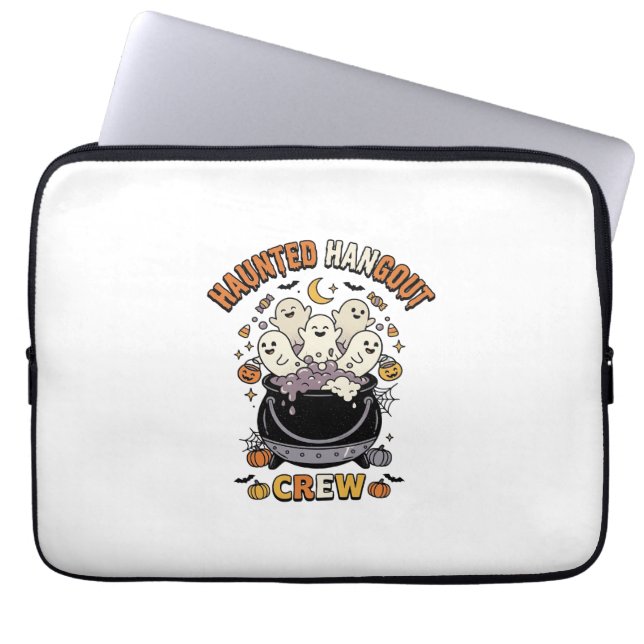 Halloween-Geist-Kürbis-Crew Laptopschutzhülle (Vorderseite)