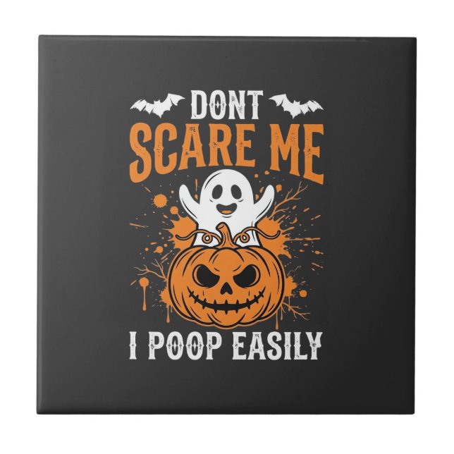 Halloween-Geist-Kürbis-Design 'Erschreck mich nich Fliese (Vorderseite)