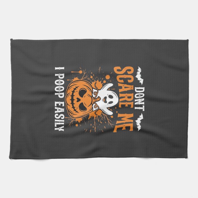 Halloween-Geist-Kürbis-Design "Mach mir keine Angs Geschirrtuch (Horizontal)