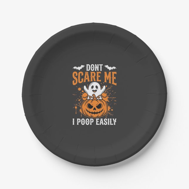 Halloween-Geist-Kürbis-Design "Mach mir keine Angs Pappteller (Vorderseite)