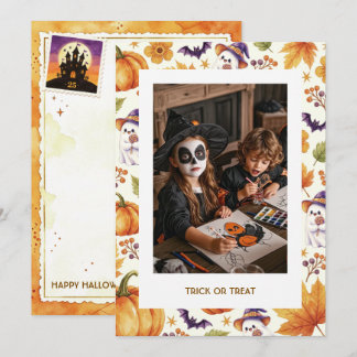 Halloween-Geist-Kürbis-Foto-Karte Dankeskarte