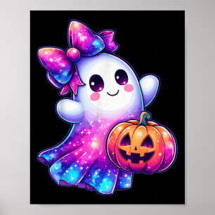 Halloween-Geist-Kürbis-Galaxie-Farben Süß Gruselig Poster