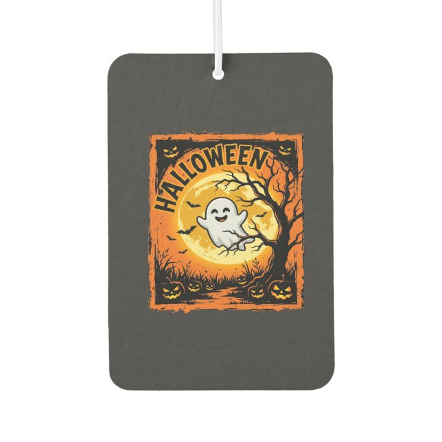 Halloween-Geist-Kürbis-Verlassener-Baum Autolufterfrischer (Vorderseite)