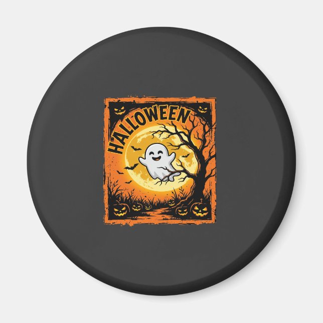 Halloween-Geist-Kürbis-Verlassener-Baum Magnet (Vorne)