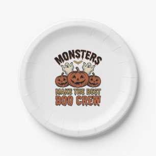 Halloween-Geist-Kürbis-vintage-Gravur-lustiges Te Pappteller