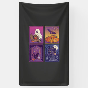 Halloween-Geist-Kürbisse Schwarze Katze Spukhaus B Banner