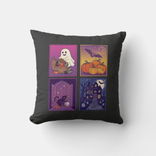 Halloween-Geist-Kürbisse Schwarze Katze Spukhaus B Kissen