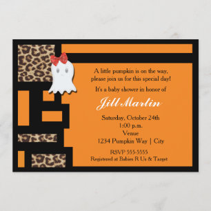 Halloween-Geist- & Leopard-Baby-Einladung zur Baby Einladung