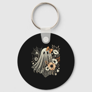 Halloween-Geist mit Blumen Vintage Schlüsselanhänger