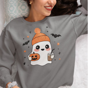 Halloween-Geist mit Eiskaffee Sweatshirt