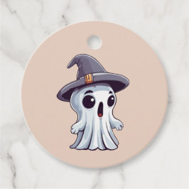 Halloween: Geist mit Hut - Geschenkanhänger