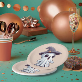 Halloween: Geist mit Hut - Pappteller