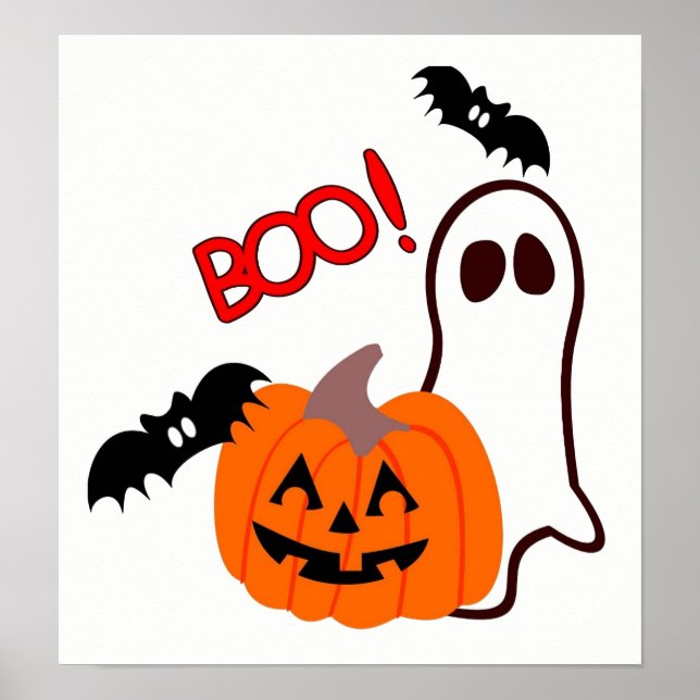 Halloween Geist mit Kürbis Poster (Vorne)