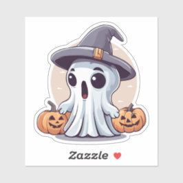 Halloween: Geist mit Kürbissen - Aufkleber