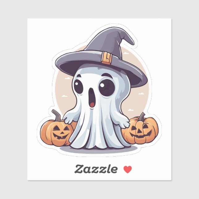 Halloween: Geist mit Kürbissen -  Aufkleber (Blatt)