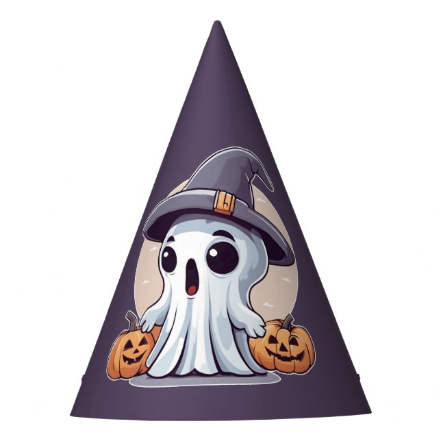 Halloween: Geist mit Kürbissen -  Partyhütchen (Vorderseite)