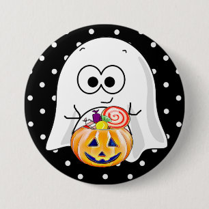 Halloween-Geist mit Pumpkin-Kerzenschussknopf Button