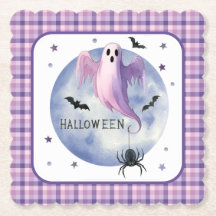 HALLOWEEN Geist mit Spinne lila Gingham-Muster