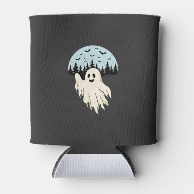Halloween-Geist-Mond-Wald-Design_1 Dosenkühler (Vorderseite)